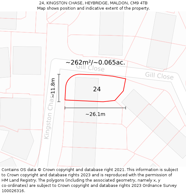 24, KINGSTON CHASE, HEYBRIDGE, MALDON, CM9 4TB: Plot and title map