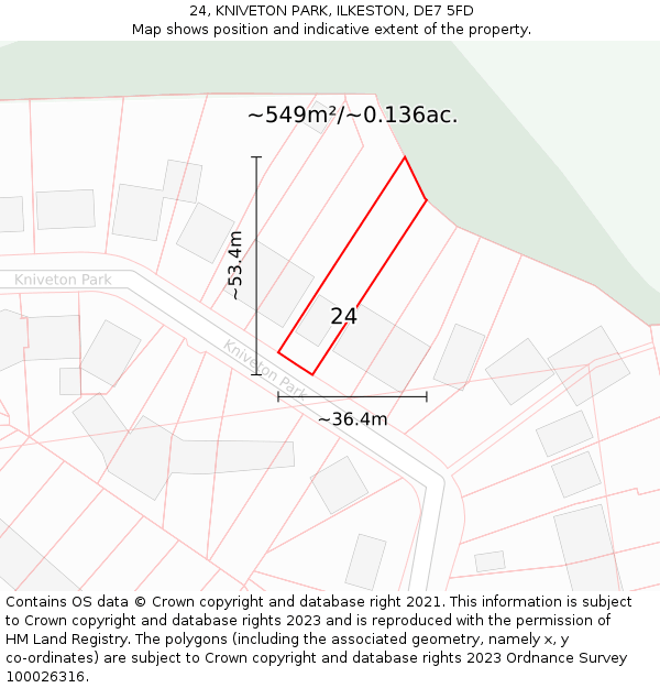 24, KNIVETON PARK, ILKESTON, DE7 5FD: Plot and title map