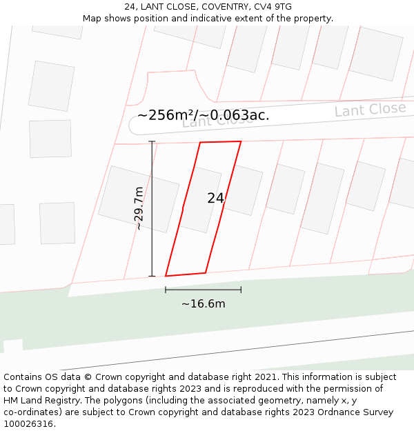 24, LANT CLOSE, COVENTRY, CV4 9TG: Plot and title map