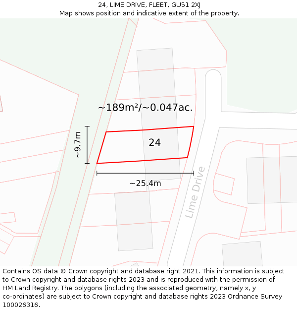 24, LIME DRIVE, FLEET, GU51 2XJ: Plot and title map