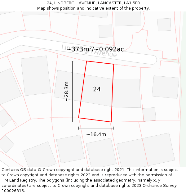 24, LINDBERGH AVENUE, LANCASTER, LA1 5FR: Plot and title map