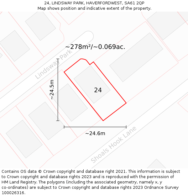 24, LINDSWAY PARK, HAVERFORDWEST, SA61 2QP: Plot and title map