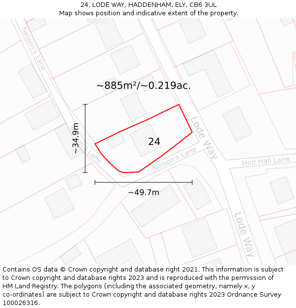 24, LODE WAY, HADDENHAM, ELY, CB6 3UL: Plot and title map