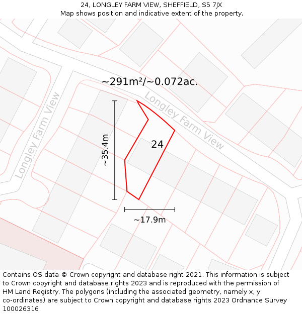 24, LONGLEY FARM VIEW, SHEFFIELD, S5 7JX: Plot and title map