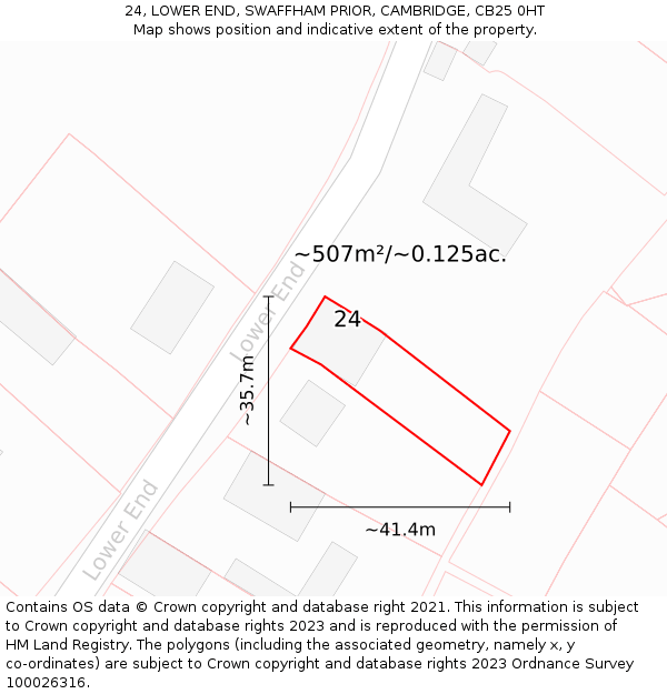 24, LOWER END, SWAFFHAM PRIOR, CAMBRIDGE, CB25 0HT: Plot and title map