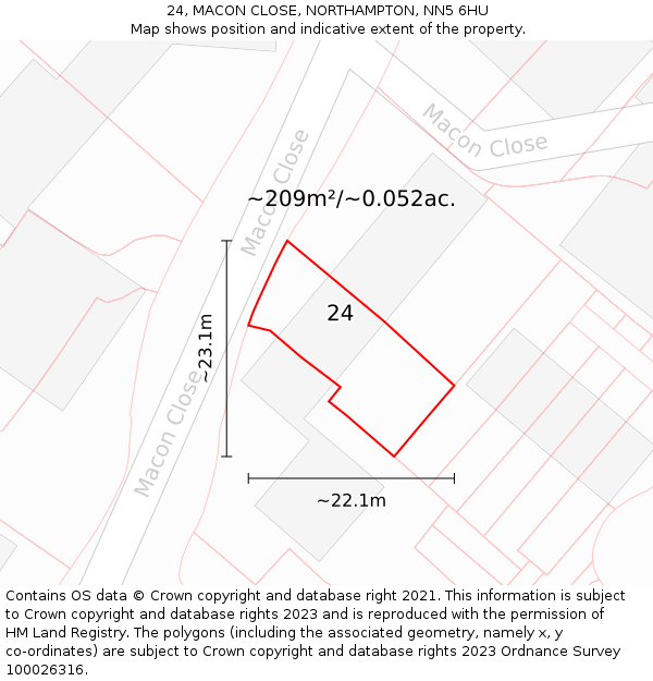 24, MACON CLOSE, NORTHAMPTON, NN5 6HU: Plot and title map