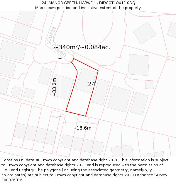 24, MANOR GREEN, HARWELL, DIDCOT, OX11 0DQ: Plot and title map