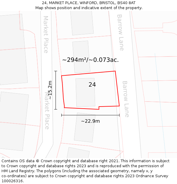 24, MARKET PLACE, WINFORD, BRISTOL, BS40 8AT: Plot and title map