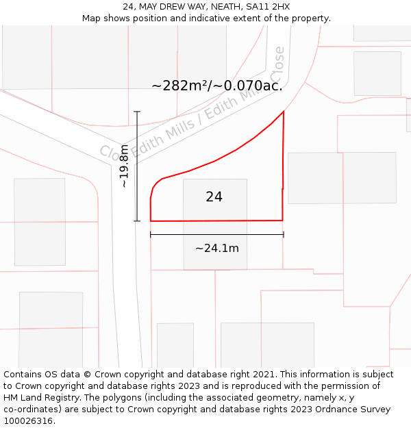 24, MAY DREW WAY, NEATH, SA11 2HX: Plot and title map