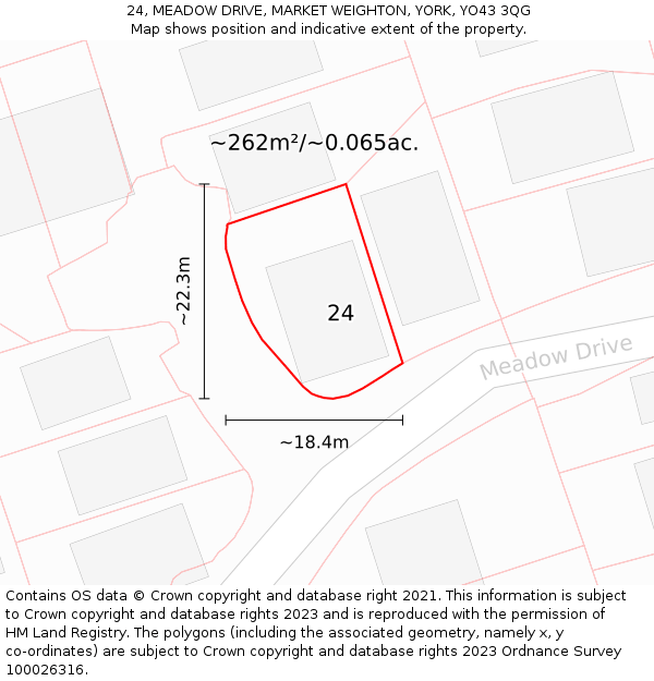 24, MEADOW DRIVE, MARKET WEIGHTON, YORK, YO43 3QG: Plot and title map