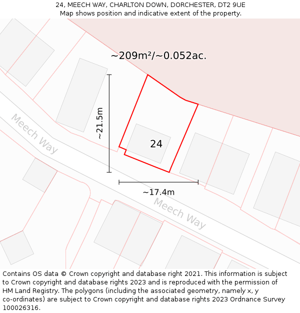 24, MEECH WAY, CHARLTON DOWN, DORCHESTER, DT2 9UE: Plot and title map
