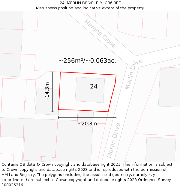 24, MERLIN DRIVE, ELY, CB6 3EE: Plot and title map