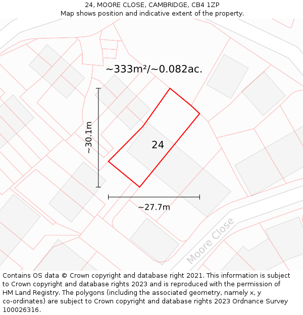 24, MOORE CLOSE, CAMBRIDGE, CB4 1ZP: Plot and title map