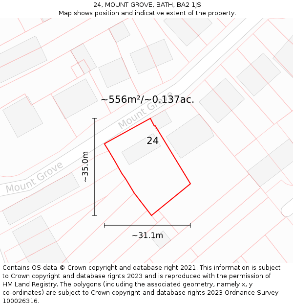 24, MOUNT GROVE, BATH, BA2 1JS: Plot and title map