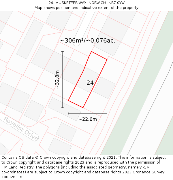 24, MUSKETEER WAY, NORWICH, NR7 0YW: Plot and title map