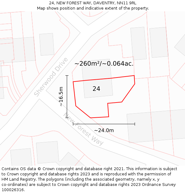 24, NEW FOREST WAY, DAVENTRY, NN11 9RL: Plot and title map