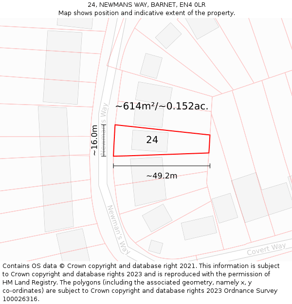 24, NEWMANS WAY, BARNET, EN4 0LR: Plot and title map