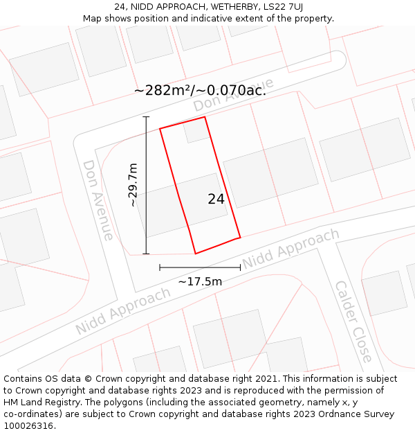 24, NIDD APPROACH, WETHERBY, LS22 7UJ: Plot and title map