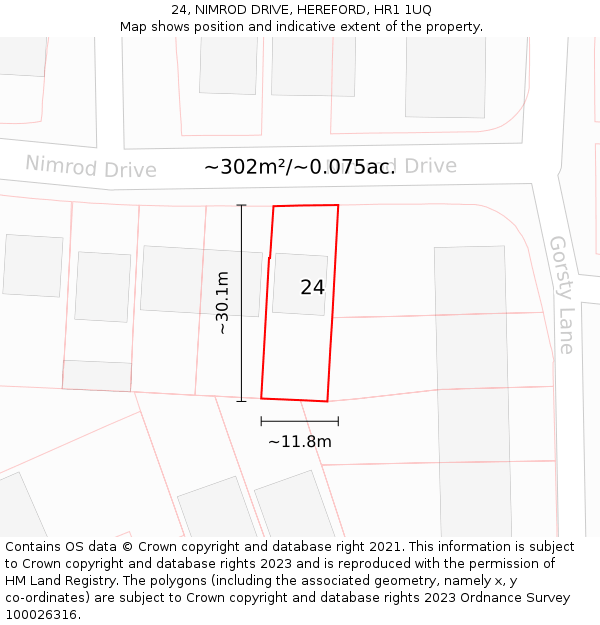 24, NIMROD DRIVE, HEREFORD, HR1 1UQ: Plot and title map