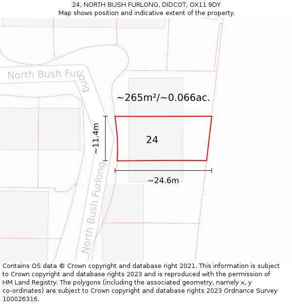 24, NORTH BUSH FURLONG, DIDCOT, OX11 9DY: Plot and title map