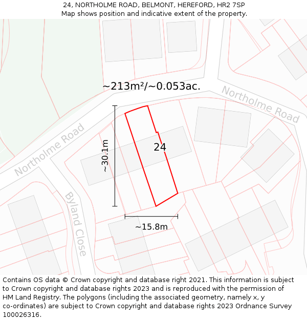 24, NORTHOLME ROAD, BELMONT, HEREFORD, HR2 7SP: Plot and title map