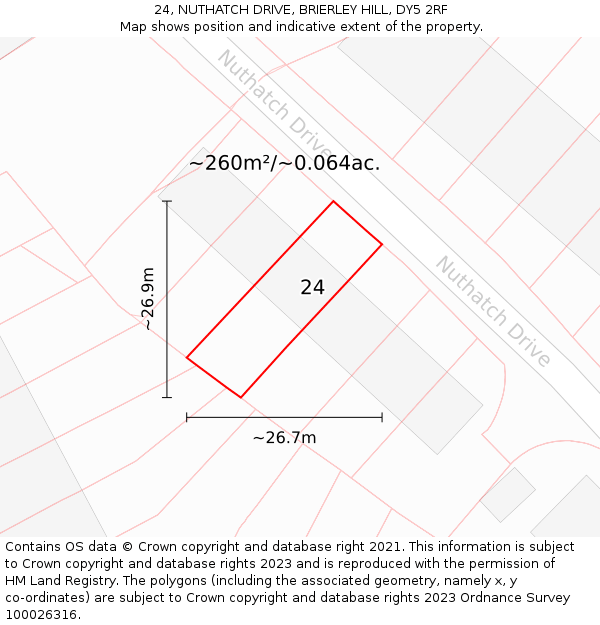24, NUTHATCH DRIVE, BRIERLEY HILL, DY5 2RF: Plot and title map