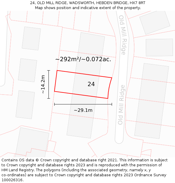 24, OLD MILL RIDGE, WADSWORTH, HEBDEN BRIDGE, HX7 8RT: Plot and title map