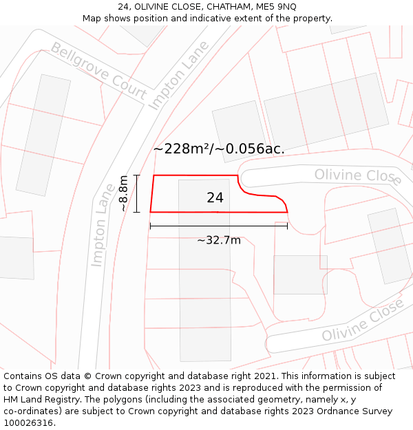 24, OLIVINE CLOSE, CHATHAM, ME5 9NQ: Plot and title map