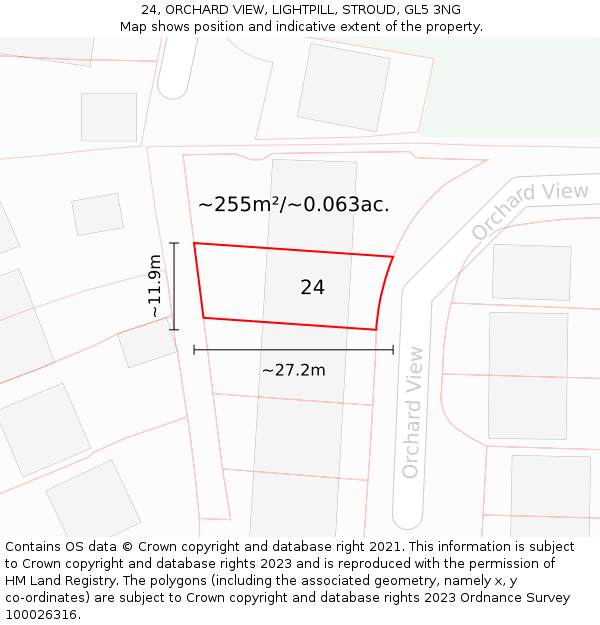 24, ORCHARD VIEW, LIGHTPILL, STROUD, GL5 3NG: Plot and title map