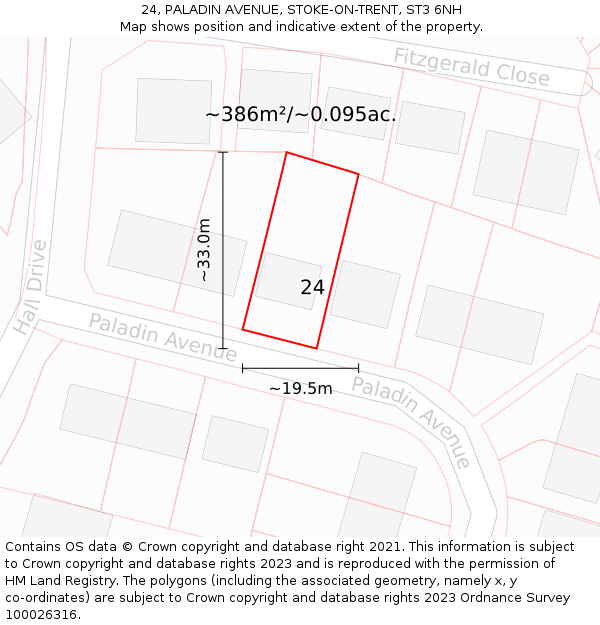 24, PALADIN AVENUE, STOKE-ON-TRENT, ST3 6NH: Plot and title map