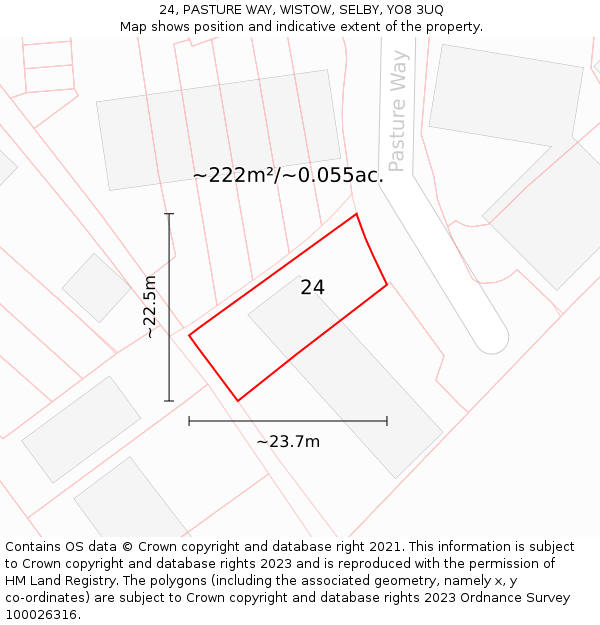 24, PASTURE WAY, WISTOW, SELBY, YO8 3UQ: Plot and title map