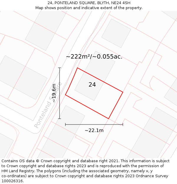 24, PONTELAND SQUARE, BLYTH, NE24 4SH: Plot and title map