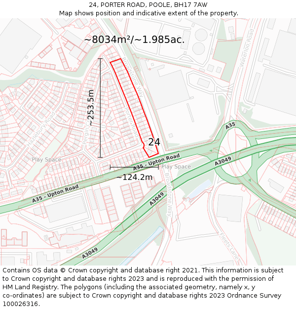 24, PORTER ROAD, POOLE, BH17 7AW: Plot and title map