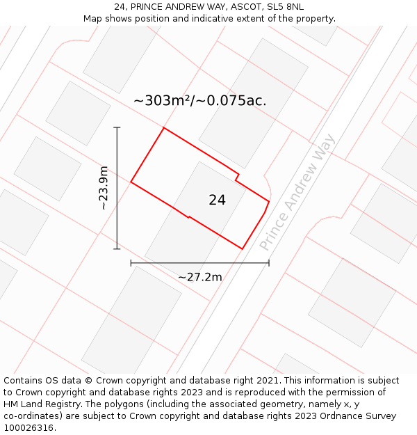 24, PRINCE ANDREW WAY, ASCOT, SL5 8NL: Plot and title map
