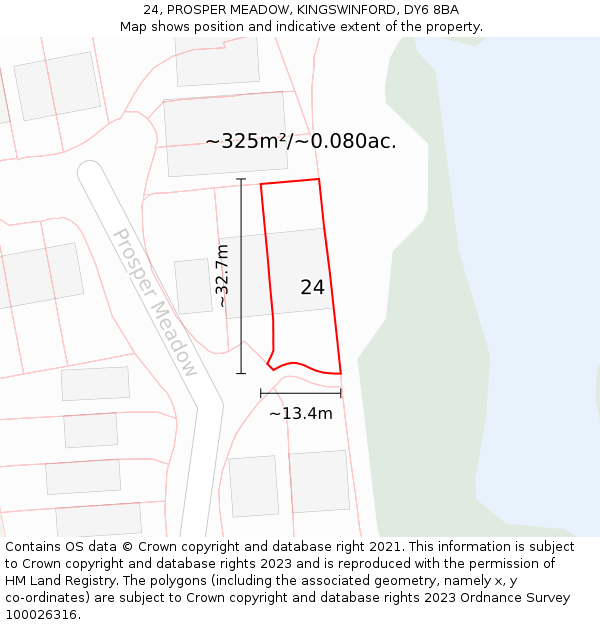 24, PROSPER MEADOW, KINGSWINFORD, DY6 8BA: Plot and title map