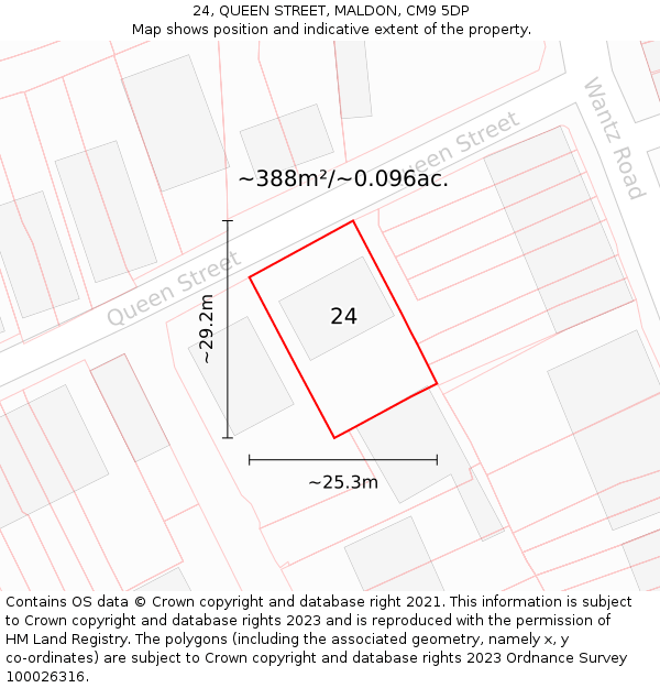 24, QUEEN STREET, MALDON, CM9 5DP: Plot and title map