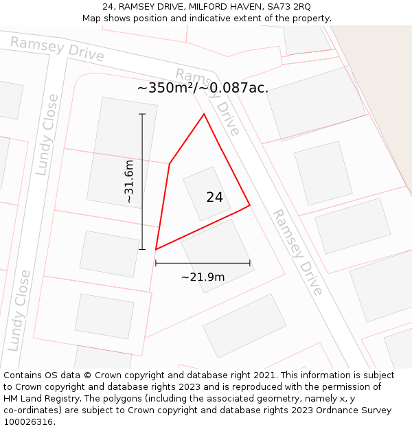 24, RAMSEY DRIVE, MILFORD HAVEN, SA73 2RQ: Plot and title map