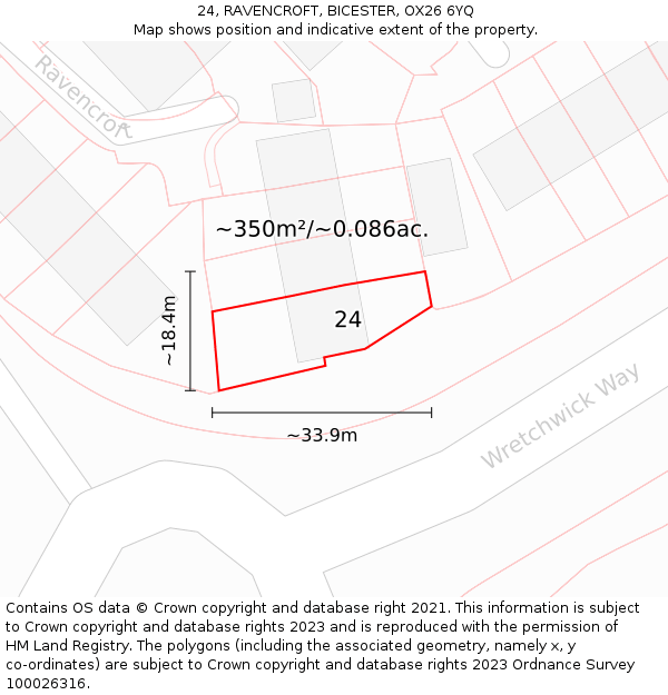 24, RAVENCROFT, BICESTER, OX26 6YQ: Plot and title map