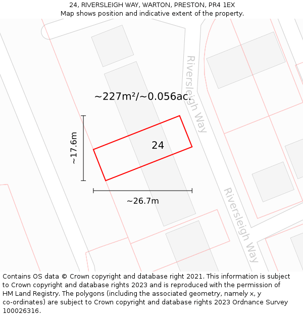 24, RIVERSLEIGH WAY, WARTON, PRESTON, PR4 1EX: Plot and title map