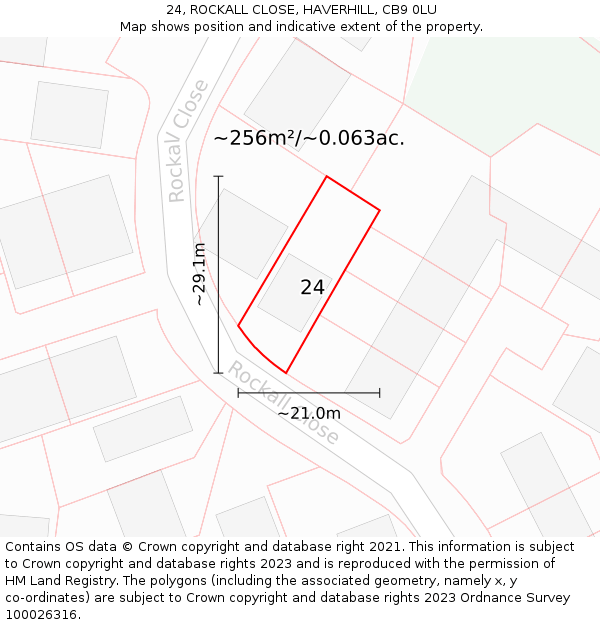24, ROCKALL CLOSE, HAVERHILL, CB9 0LU: Plot and title map