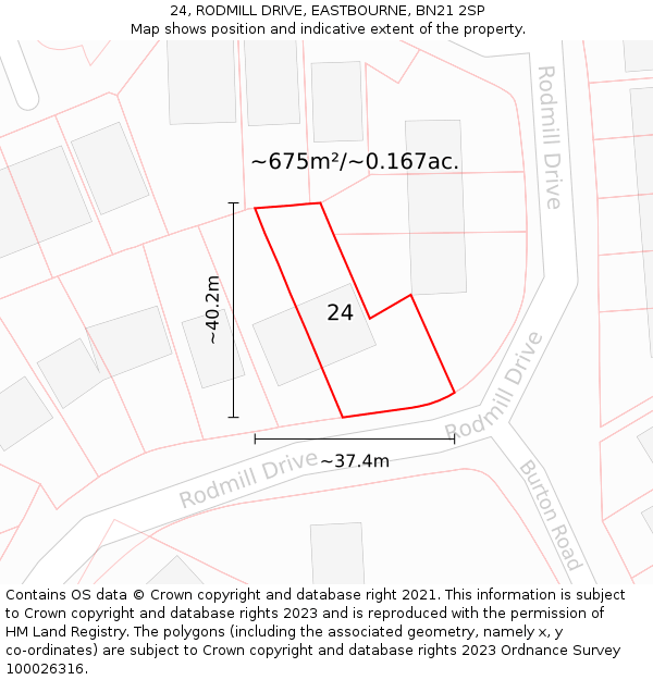 24, RODMILL DRIVE, EASTBOURNE, BN21 2SP: Plot and title map