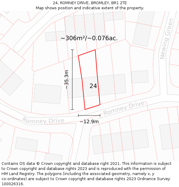 24, ROMNEY DRIVE, BROMLEY, BR1 2TE: Plot and title map