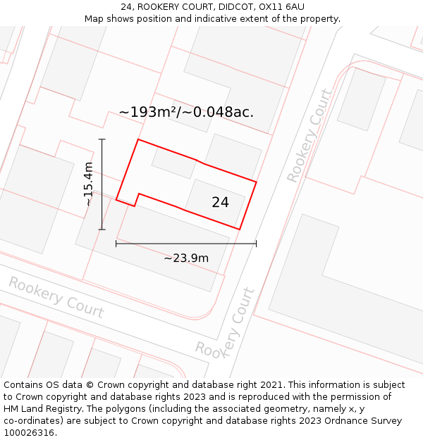 24, ROOKERY COURT, DIDCOT, OX11 6AU: Plot and title map