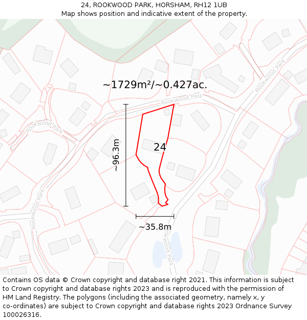 24, ROOKWOOD PARK, HORSHAM, RH12 1UB: Plot and title map