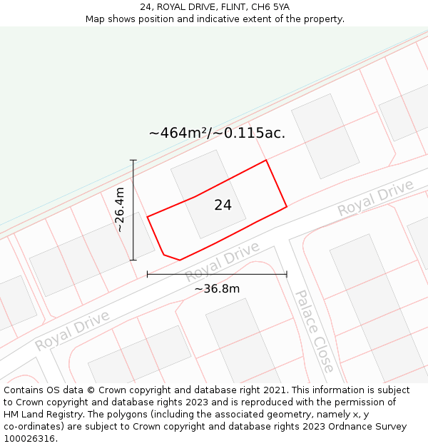 24, ROYAL DRIVE, FLINT, CH6 5YA: Plot and title map