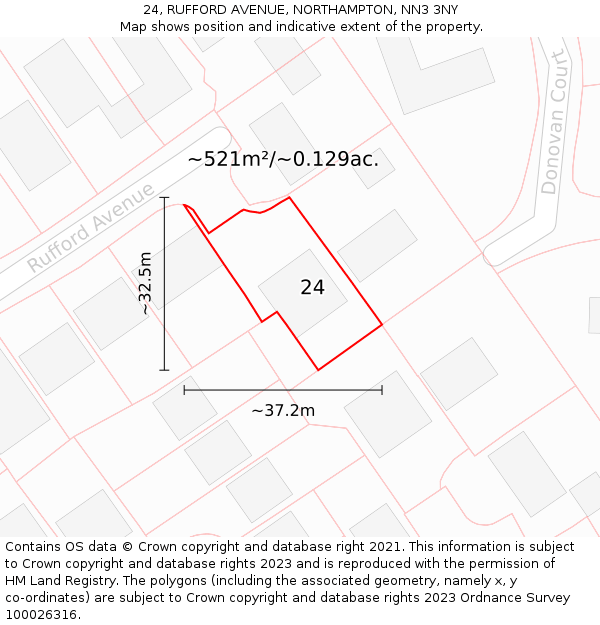 24, RUFFORD AVENUE, NORTHAMPTON, NN3 3NY: Plot and title map