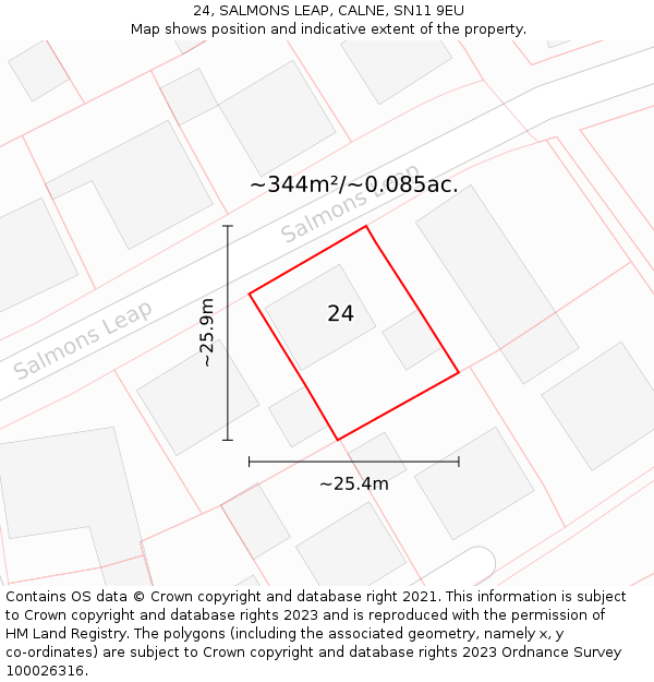 24, SALMONS LEAP, CALNE, SN11 9EU: Plot and title map
