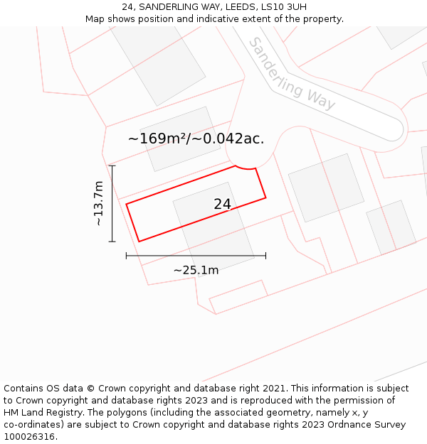 24, SANDERLING WAY, LEEDS, LS10 3UH: Plot and title map
