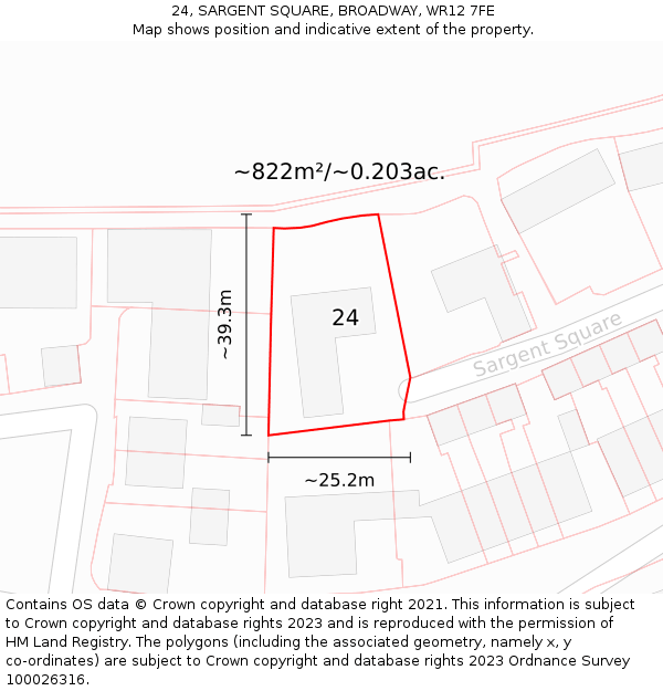 24, SARGENT SQUARE, BROADWAY, WR12 7FE: Plot and title map