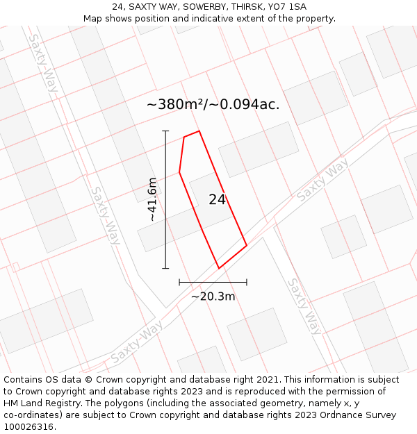 24, SAXTY WAY, SOWERBY, THIRSK, YO7 1SA: Plot and title map